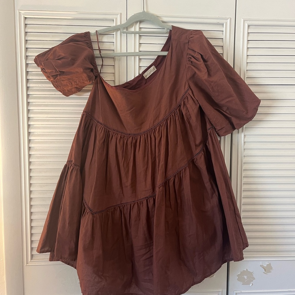 Altar'd State Asymmetrical Brown Dress